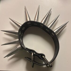 Black and Silver Spiked Leather Collar